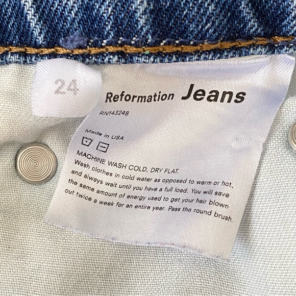 REFORMATION STEVIE ULTRA HIGH RISE SKINNY cropped BLUE JEANS - Picture 9 of 14